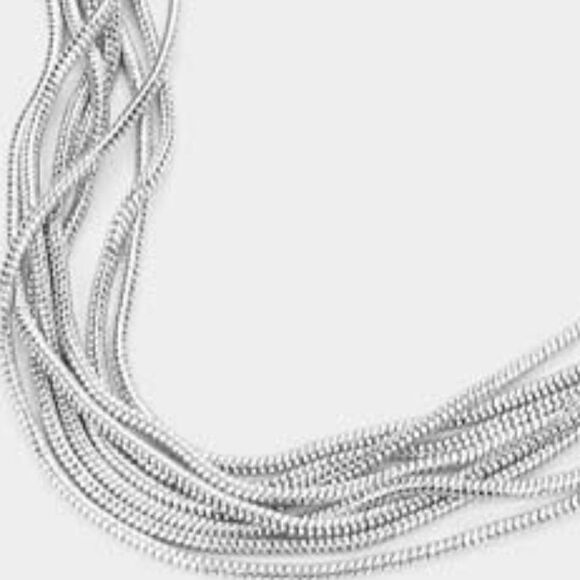 Metal Chain Multi Layered Silver Tone Necklace - Picture 3 of 6